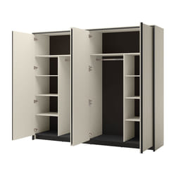 Kimi - Armoire - 4 Portes - Led Et Miroirs Inclus - 251x215 Cm - Beige
