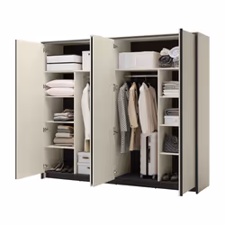 Kimi - Armoire - 4 Portes - Led Et Miroirs Inclus - 251x215 Cm - Beige - Vue supplémentaire 2
