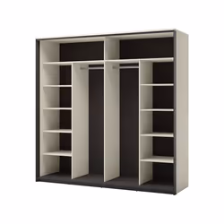Kimi - Armoire - 2 Portes Coulissantes - Led Et Miroir Inclus - 220x221 Cm - Beige - Vue supplémentaire 2