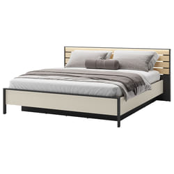 Kimi - Lit Coffre - 180x200 Cm - Sommier Et Port Usb Inclus - Beige / Noir