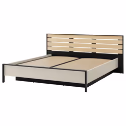 Kimi - Lit Coffre - 180x200 Cm - Sommier Et Port Usb Inclus - Beige / Noir - Vue supplémentaire 2
