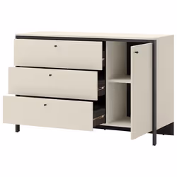 Kimi - Commode 3 Tiroirs Et 1 Porte - Led Inclus - Beige - Vue supplémentaire 2