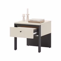 Kimi - Table De Chevet 40 Cm - 1 Tiroir - Beige - Vue supplémentaire 2