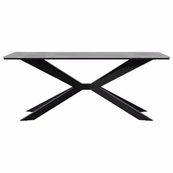 Casey - Table À Manger - Plateau Effet Béton - Pieds En Métal - 4 À 8 Personnes - Gris / Noir - Vue supplémentaire 2