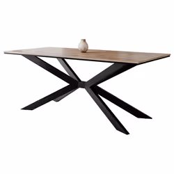 Casey - Table À Manger - Plateau Effet Bois - Pieds En Métal - 4 À 8 Personnes - Vue supplémentaire 2