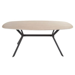Ruben - Table À Manger - Plateau En Céramique Effet Travertin - Pieds En Acier - 4 À 6 Personnes