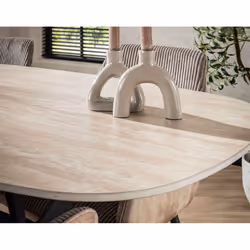 Ruben - Table À Manger - Plateau En Céramique Effet Travertin - Pieds En Acier - 4 À 6 Personnes - Vue supplémentaire 2