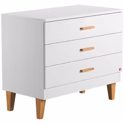 Commode 3 tiroirs Vox Lounge - Blanc Marque: Vox Fabrication européenne Matériaux : Bois mélaminé haut de gamme et pied en ch ...