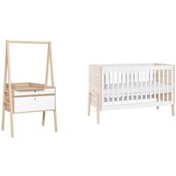 VOX - Lit bébé et Commode à langer évolutive Spot Blanc