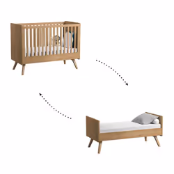 Lit évolutif 70x140 Vox Vintage - Bois Marque: Vox Fabrication européenne Matériaux : Panneau aggloméré stratifié et pied en  ...