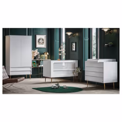 Chambre complète lit bébé - commode 4 tiroirs - armoire Vox Bosque Blanc Marque: Vox Fabrication européenne Armature: Agglomé ...