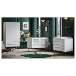 VOX - Chambre complète lit bébé - commode 4 tiroirs - armoire Bosque Blanc