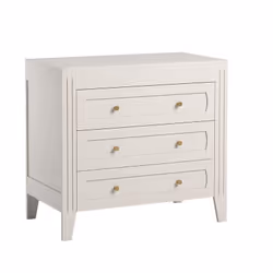 Commode 3 tiroirs Vox Milenne Blanc Marque: Vox Fabrication européenne Matériaux : Panneaux de bois mélaminé Poignées en méta ...