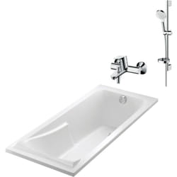 Baignoire Jacob Delafon 150 x 70 , mitigeur mural Hansgrohé, vidage nicoll