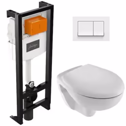 Pack WC suspendu Brive semi caréné + bâti-support + abattant standard + plaque blanche