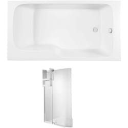 Baignoire bain douche Jacob Delafon Malice + pare bain + étagère 160 x 85, v. droite