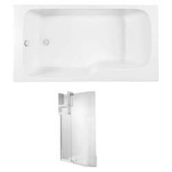Baignoire bain douche Jacob Delafon Malice + pare bain + étagère 160 x 85, v. gauche