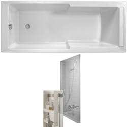 Baignoire bain douche Jacob Delafon Struktura + pare bain + étagère 170 x 75