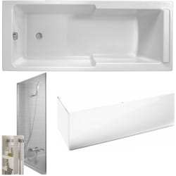 Baignoire bain douche JACOB DELAFON Struktura + pare bain + tablier + étagère 170 x 70