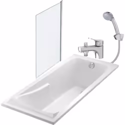 Ce lot comprend : Une baignoire acrylique Corvette Jacob Delafon (dimensions au choix) Un mitigeur bain douche monotrou Brive ...