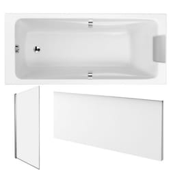 Pack baignoire droite 180 X 80 Odéon up + pare bain 1 volet chromé + tablier en niche + vidage
