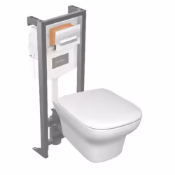 Pack WC suspendu sans bride Vox + bâti support + abattant + plaque blanche