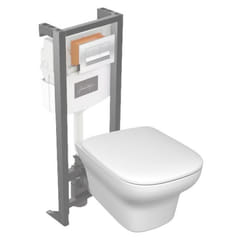 Pack WC suspendu sans bride Vox + bâti support + abattant + plaque blanche