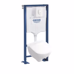 Pack WC compact O.novo avec abattant + bâti-support + plaque blanche