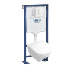 Pack WC compact  O.novo avec abattant + bâti-support + plaque blanche
