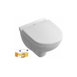 Pack WC suspendu compact sans bride  O Novo + abattant + plaque blanche + bâti Grohe