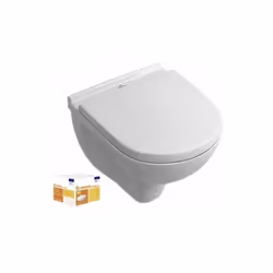 Pack WC suspendu compact sans bride  O Novo + abattant + plaque chromée + bâti Grohe