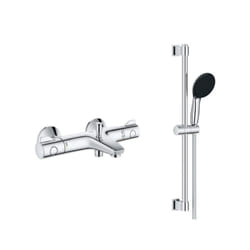 PACK Mitigeur thermostatique bain douche + pommeau de douche + Barre de douche + flexible GROHE Grotherm 800 et Tempesta