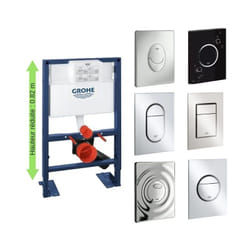 Bati support wc hauteur reduite Plaque commande Skate Air Grohe horizontal Chrome
