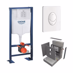 Ce pack comprend Un bati support Grohe Solido (Ref : 38340001) Une plaque de commande wc suspendu Grohe Skate Air blanche (Re ...
