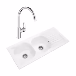 Description générale L'évier Villeroy et Boch Nestor Plus, accompagné du mitigeur de cuisine Grohe Bauloop, allie qualité et  ...