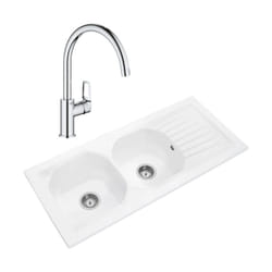 Evier 2 bacs villeroy et boch Nestor Plus + Mitigeur cuisine bec haut grohe Bauloop