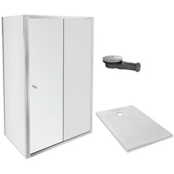 Receveur douche Ipso 140x80 + paroi coulissante angle + bonde
