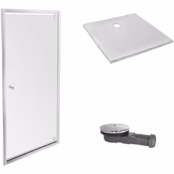 Ce pack comprend : Receveur douche Jacob Delafon Ipso blanc Bonde slim extra-plate Porte pivotante Jacob Delafon Serenity Par ...
