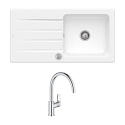 Villeroy&boch - Evier 1 bac 100 x 51 cm villeroy et boch Architectura 60 Blanc + Robinet cuisine grohe Bauloop