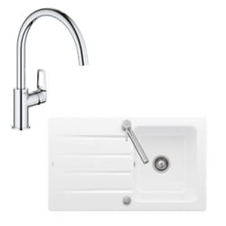 Villeroy&boch - Evier 1 bac 86 x 51 cm villeroy et boch Architectura 50 Blanc + Robinet cuisine grohe Bauloop