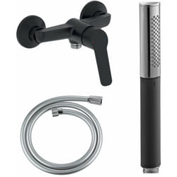Jacob Delafon - Grohe - Mitigeur douche Aimé black + Douchette Shift Ellipse noire + Flexible douche Silverflex - noir mat