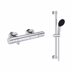 Grohe - Mitigeur thermostatique douche Grohtherm 800 + barre de douche + porte savon + douchette Tempesta