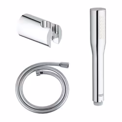 Ce lot contient : 1x Pommeau de douche Grohe Euphoria Cosmopolitan 1x Support mural 1x Flexible Références : 27400000_2759400 ...