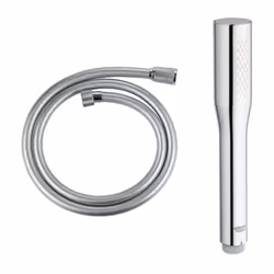 Ce lot contient : 1x Flexible douche universel SilverFlex Grohe 1x Pommeau de douche Euphoria Cosmopolitan Stick Grohe Référe ...