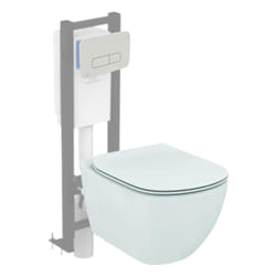 Wc suspendu Ideal Standard Tesi Aquablade + abattant et plaque de commande Oleas double blanche + Bâti autoportant Porcher éco