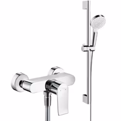 Ce pack contient : Un mitigeur de douche Metris Une douchette à main 2 jets Crometta Une barre de douche Un flexible de douch ...