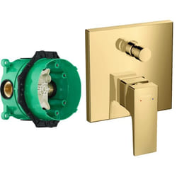 Façade Metropol pour mitigeur bain douche encastré Aspect doré poli avec corps encastré