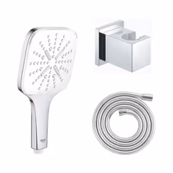 Douchette 3 jets Vitalio Smartactive chrome carré avec flexible 200 et support carré