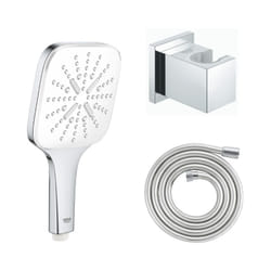 Douchette 3 jets Vitalio Smartactive chrome carré avec flexible 200 et support carré