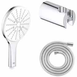 Douchette 3 jets Vitalio Smartactive ronde avec flexible 200 et support rond